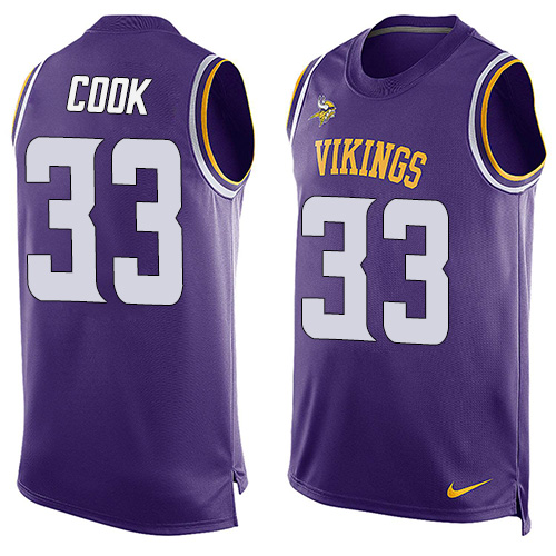 Nike Vikings #33 Dalvin Cook Purple Team Color Men's Stitched NFL Limited Tank Top Jersey - Click Image to Close